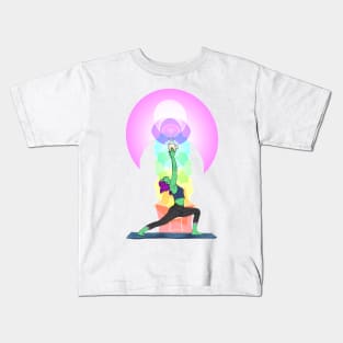 Yoga and Coffee - Warrior Pose II Kids T-Shirt